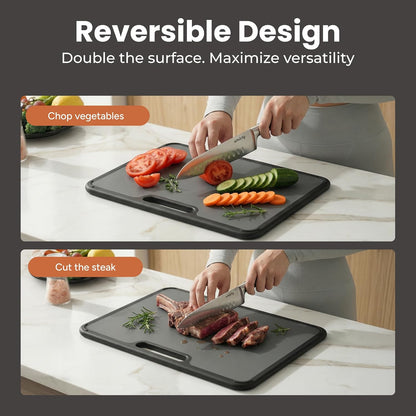 Plastic Cutting Board Set with Holder, Non-Slip Chopping Boards for Kitchen, Dishwasher Safe, Essential Kitchen Gadgets, 3 Pack, Green