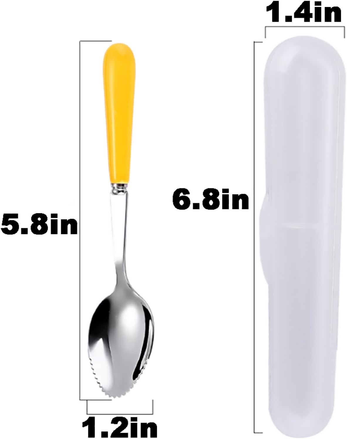 Grapefruit Spoons with Round Serrated Edges for Citrus Kiwi Fruit and Dessert, Ceramic Handle Stainless Steel Dessert Spoons with Storage Box (Pink)