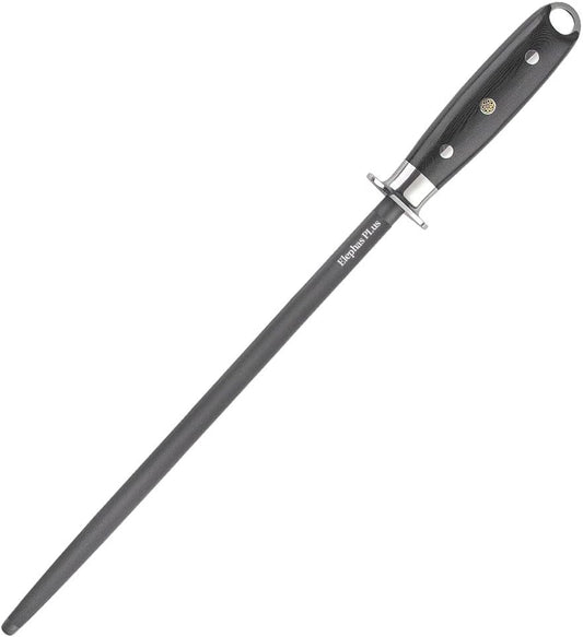 12 Inch Black Honing Rod, Sharpening Steel for Kitchen Knives Craftsman Selection Series Handle Design Knife Sharpener
