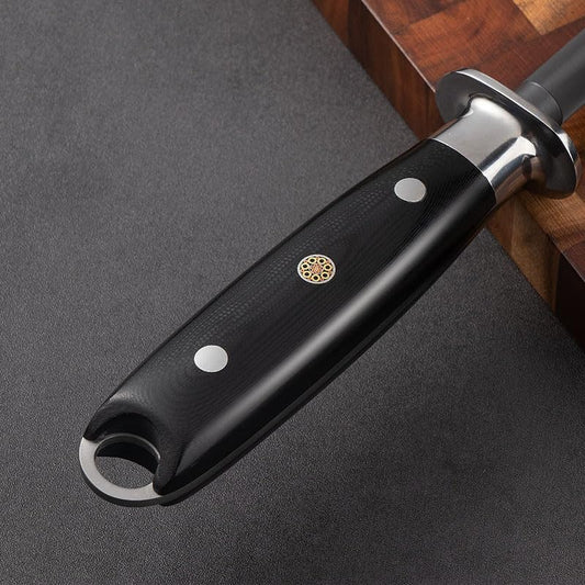 12 Inch Black Honing Rod, Sharpening Steel for Kitchen Knives Craftsman Selection Series Handle Design Knife Sharpener
