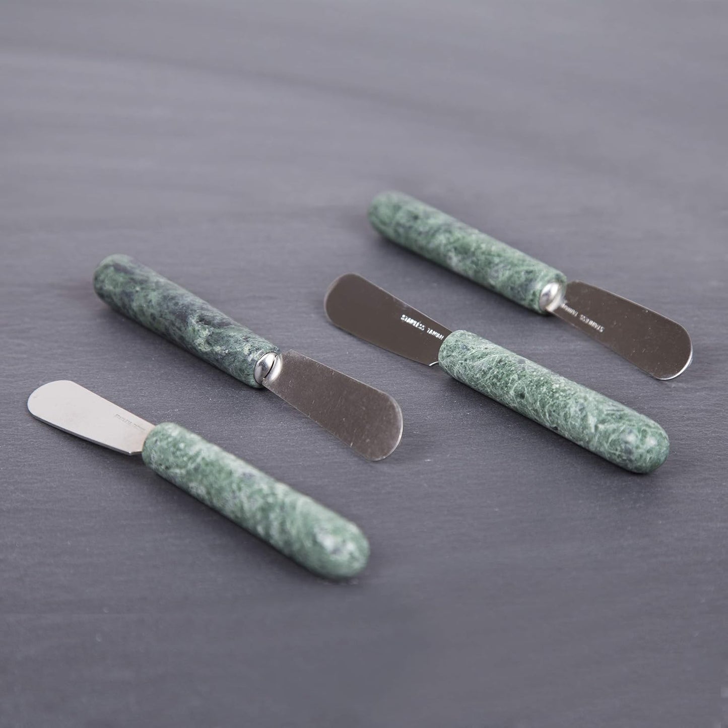 Set of 4 Marble Handle Cheese Spreaders for Soft Cheese