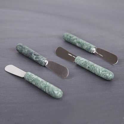 Set of 4 Marble Handle Cheese Spreaders for Soft Cheese
