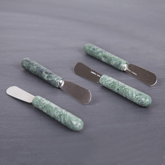 Set of 4 Marble Handle Cheese Spreaders for Soft Cheese