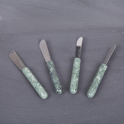 Set of 4 Marble Handle Cheese Spreaders for Soft Cheese