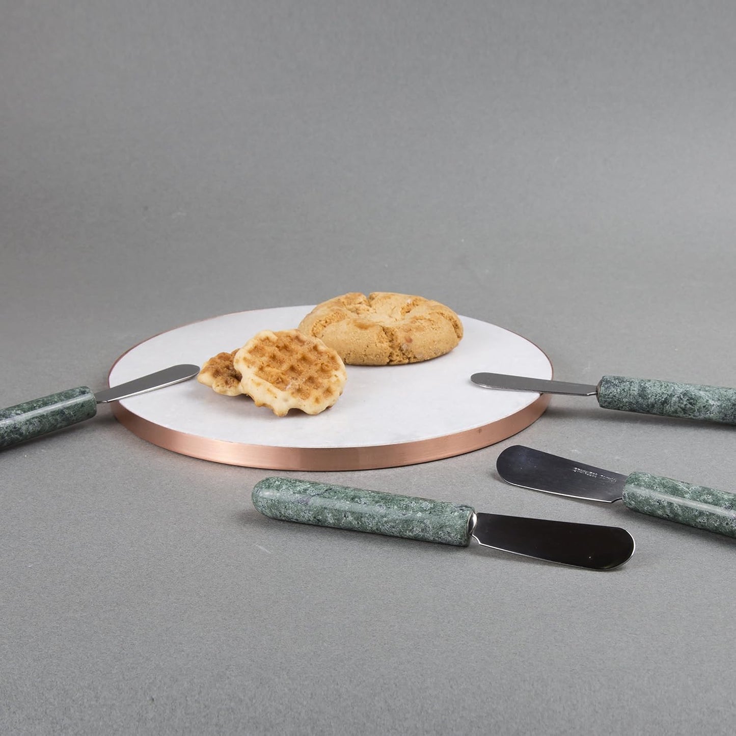 Set of 4 Marble Handle Cheese Spreaders for Soft Cheese