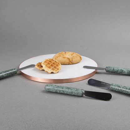 Set of 4 Marble Handle Cheese Spreaders for Soft Cheese