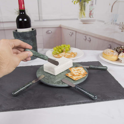 Set of 4 Marble Handle Cheese Spreaders for Soft Cheese