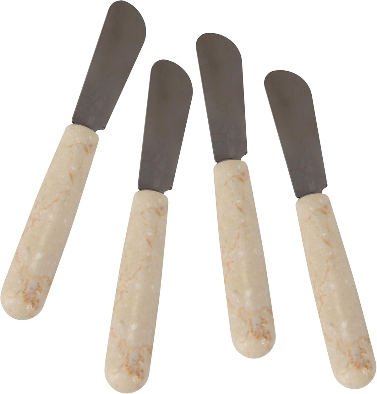 Set of 4 Marble Handle Cheese Spreaders for Soft Cheese
