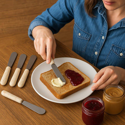 Set of 4 Marble Handle Cheese Spreaders for Soft Cheese