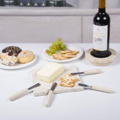 Set of 4 Marble Handle Cheese Spreaders for Soft Cheese