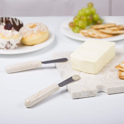 Set of 4 Marble Handle Cheese Spreaders for Soft Cheese