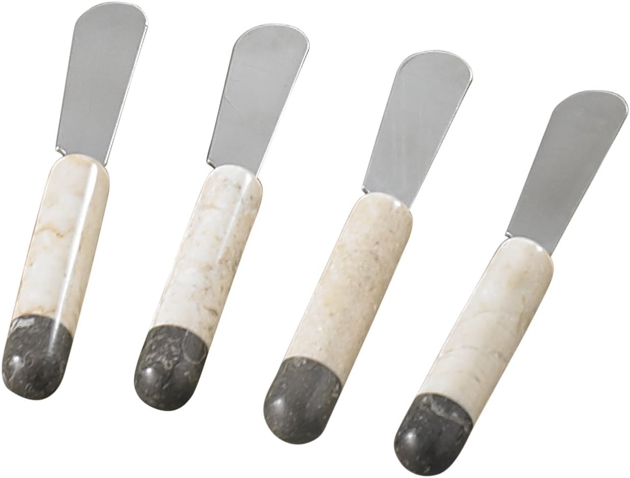 Set of 4 Marble Handle Cheese Spreaders for Soft Cheese
