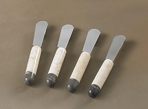 Set of 4 Marble Handle Cheese Spreaders for Soft Cheese