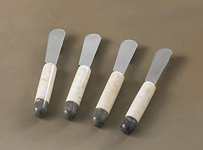 Set of 4 Marble Handle Cheese Spreaders for Soft Cheese