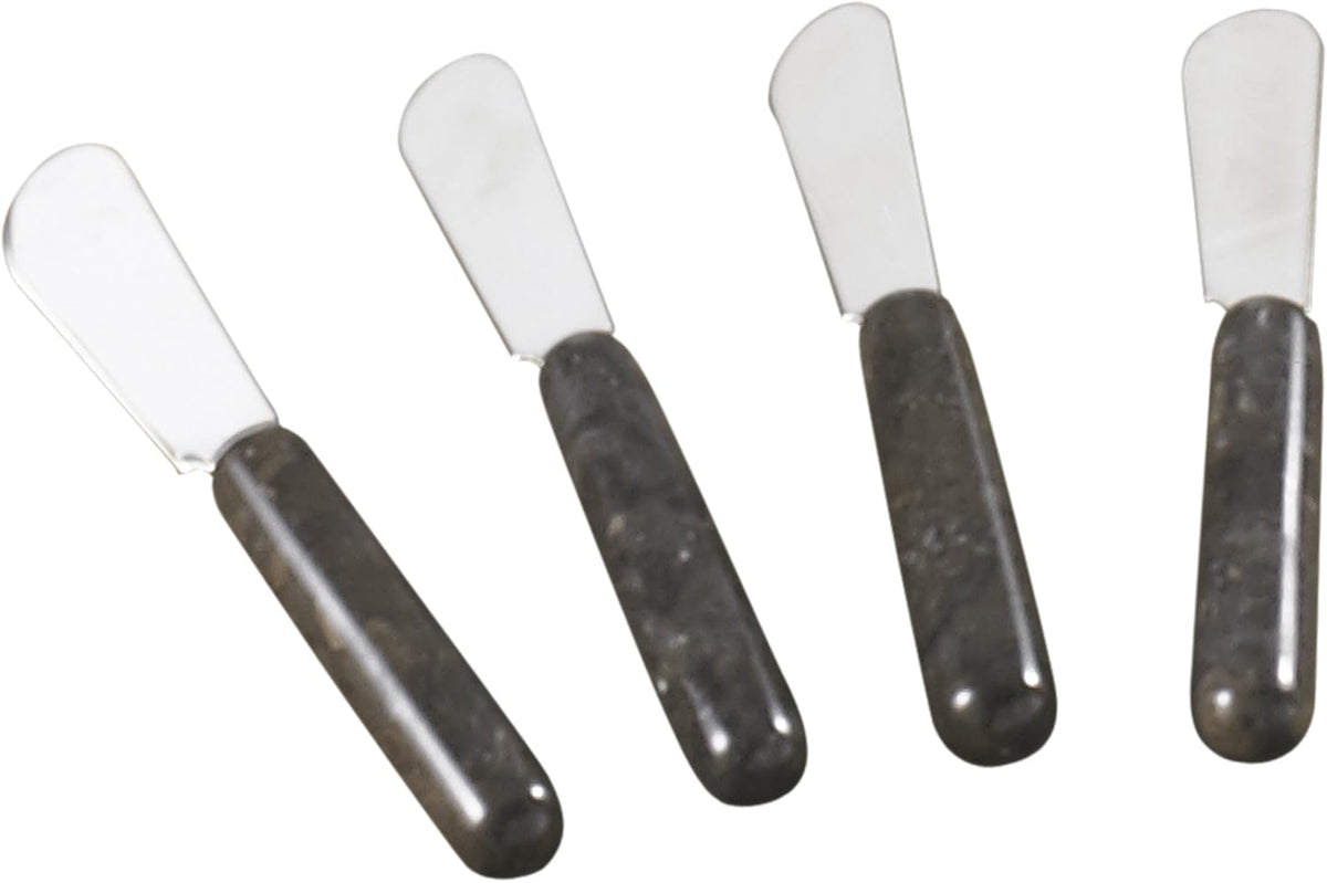 Set of 4 Marble Handle Cheese Spreaders for Soft Cheese