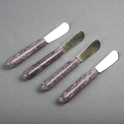 Set of 4 Marble Handle Cheese Spreaders for Soft Cheese