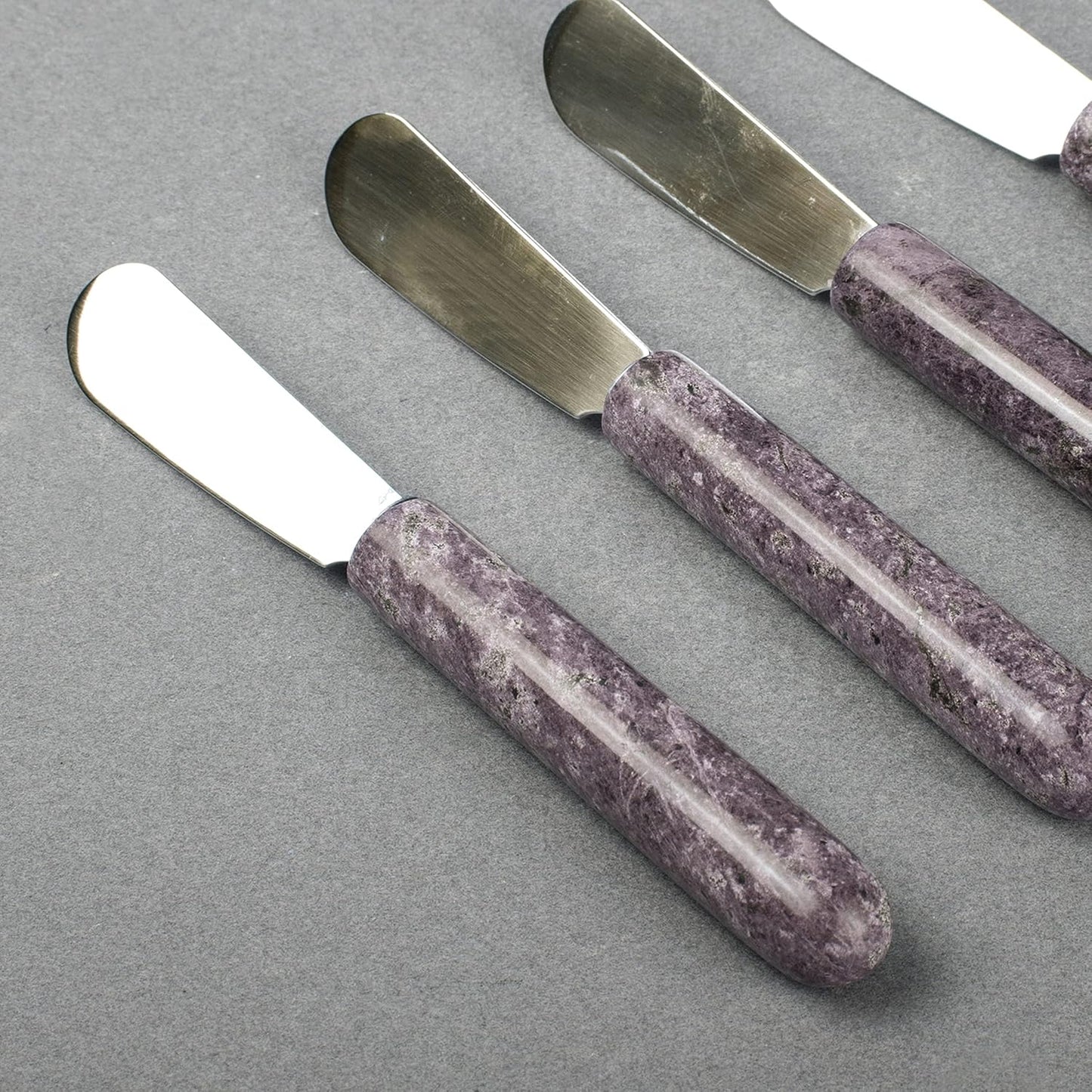 Set of 4 Marble Handle Cheese Spreaders for Soft Cheese