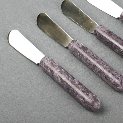 Set of 4 Marble Handle Cheese Spreaders for Soft Cheese
