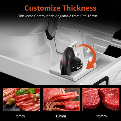 Meat Slicer Machine for Home, 200W Food Slicer with Two 7.5" Blades | 200W DC Motor, 2 Removable 7.5" Stainless Steel Blades, Stainless Steel Tray, Child Lock, 0-15 mm Adjustable Thickness