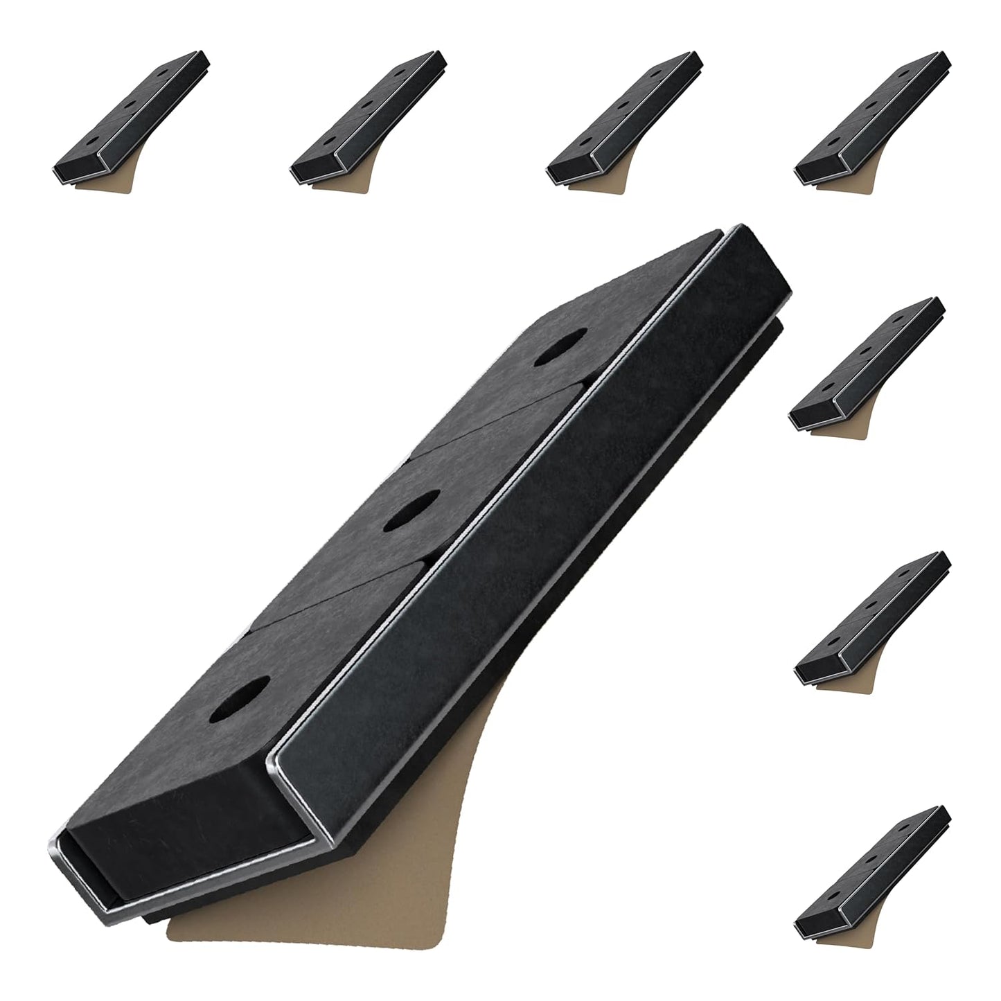 Ceramic Channel Magnet Pack - Heavy-Duty Strong Magnets - 22 lb Pull Each - Double-Sided Adhesive Foam Backing - Nickel-Plated Base - 3” L x 0.905” W x 0.25” H - 8-Pack