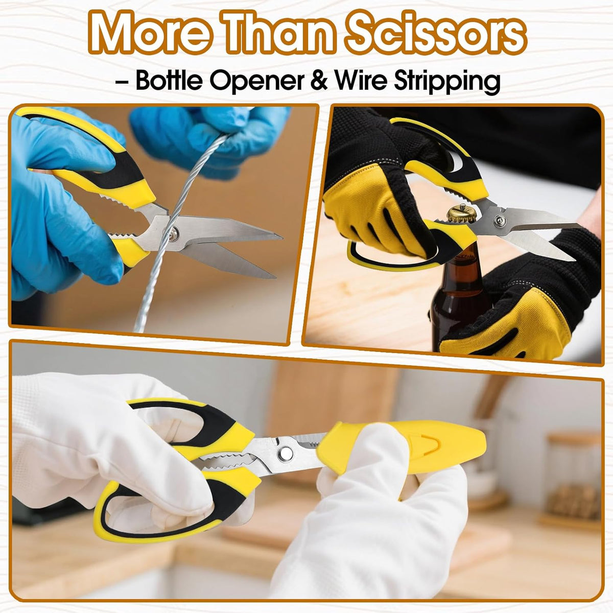 8 Inch Utility Scissors for Kitchen, Office, Craft & DIY – Heavy Duty Stainless Steel Multipurpose Scissors for Cutting Cardboard, Fabric, Carpet, Wire and Leather – with Protective Cover