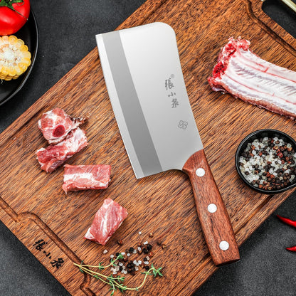 7.3” Meat Cleaver Butcher Knife, Chinese Vegetable Chopper Slicing Knife, Professional Chef Knife with Wood Handle and High Carbon Stainless Steel Sharp Blade