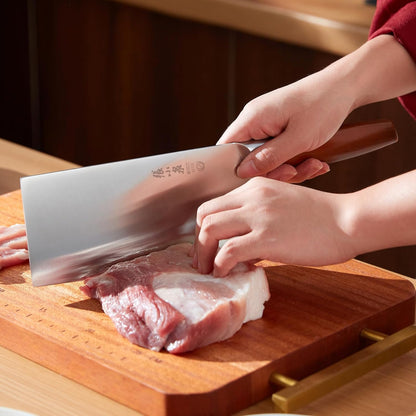 7.3” Meat Cleaver Butcher Knife, Chinese Vegetable Chopper Slicing Knife, Professional Chef Knife with Wood Handle and High Carbon Stainless Steel Sharp Blade