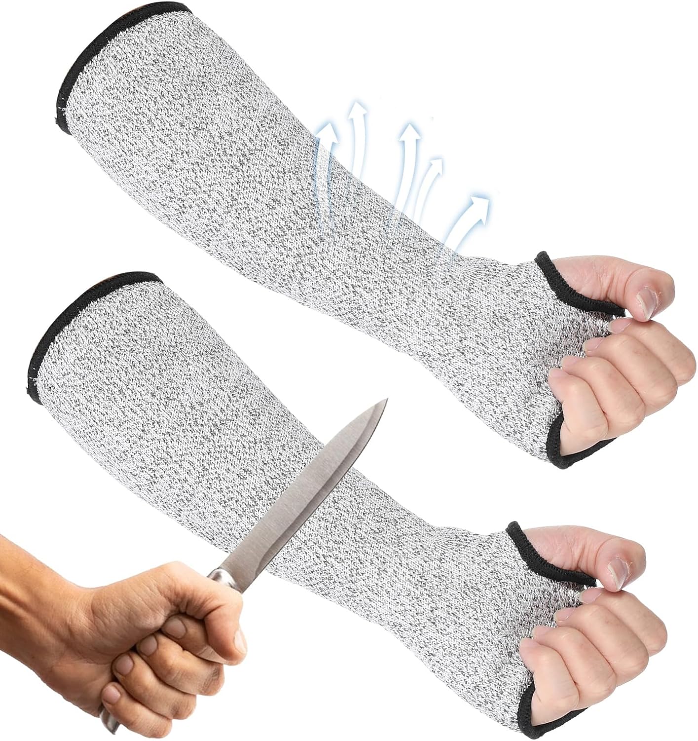 2Pcs Cut Resistant Sleeves Soft Arm Protectors Sleeve for Thin Skin and Bruising Safety Arm Sleeves Arm Guards for Biting Gardening Kitchen Farm Work