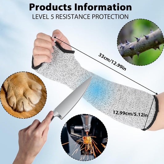 2Pcs Cut Resistant Sleeves Soft Arm Protectors Sleeve for Thin Skin and Bruising Safety Arm Sleeves Arm Guards for Biting Gardening Kitchen Farm Work
