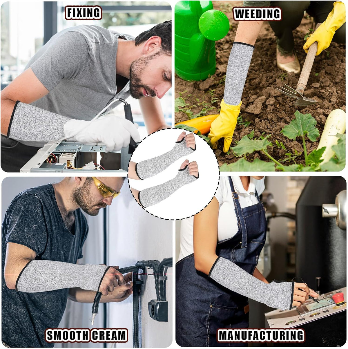 2Pcs Cut Resistant Sleeves Soft Arm Protectors Sleeve for Thin Skin and Bruising Safety Arm Sleeves Arm Guards for Biting Gardening Kitchen Farm Work