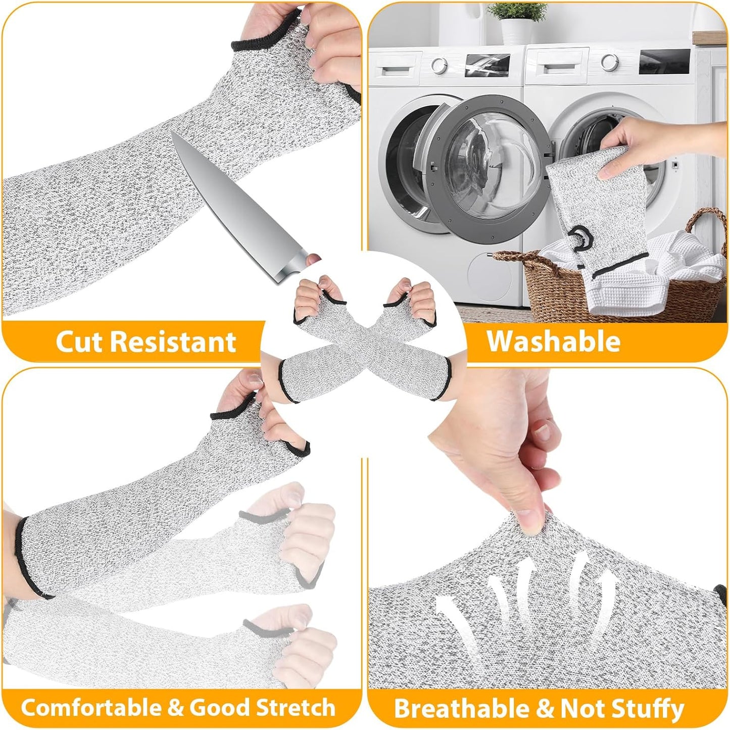 2Pcs Cut Resistant Sleeves Soft Arm Protectors Sleeve for Thin Skin and Bruising Safety Arm Sleeves Arm Guards for Biting Gardening Kitchen Farm Work