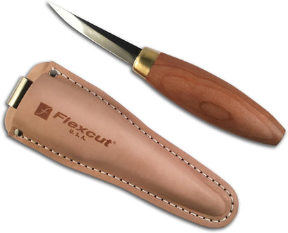 Wood Carving Knives | Sloyd Knife | 1095 High Carbon Steel Blade | 7-1/2 inch Length | 2-7/8 inch No-Flex Blade with Extended Tang | Ergonomic Cherry Hardwood Handle | KN50 |Made in the U.S.A.
