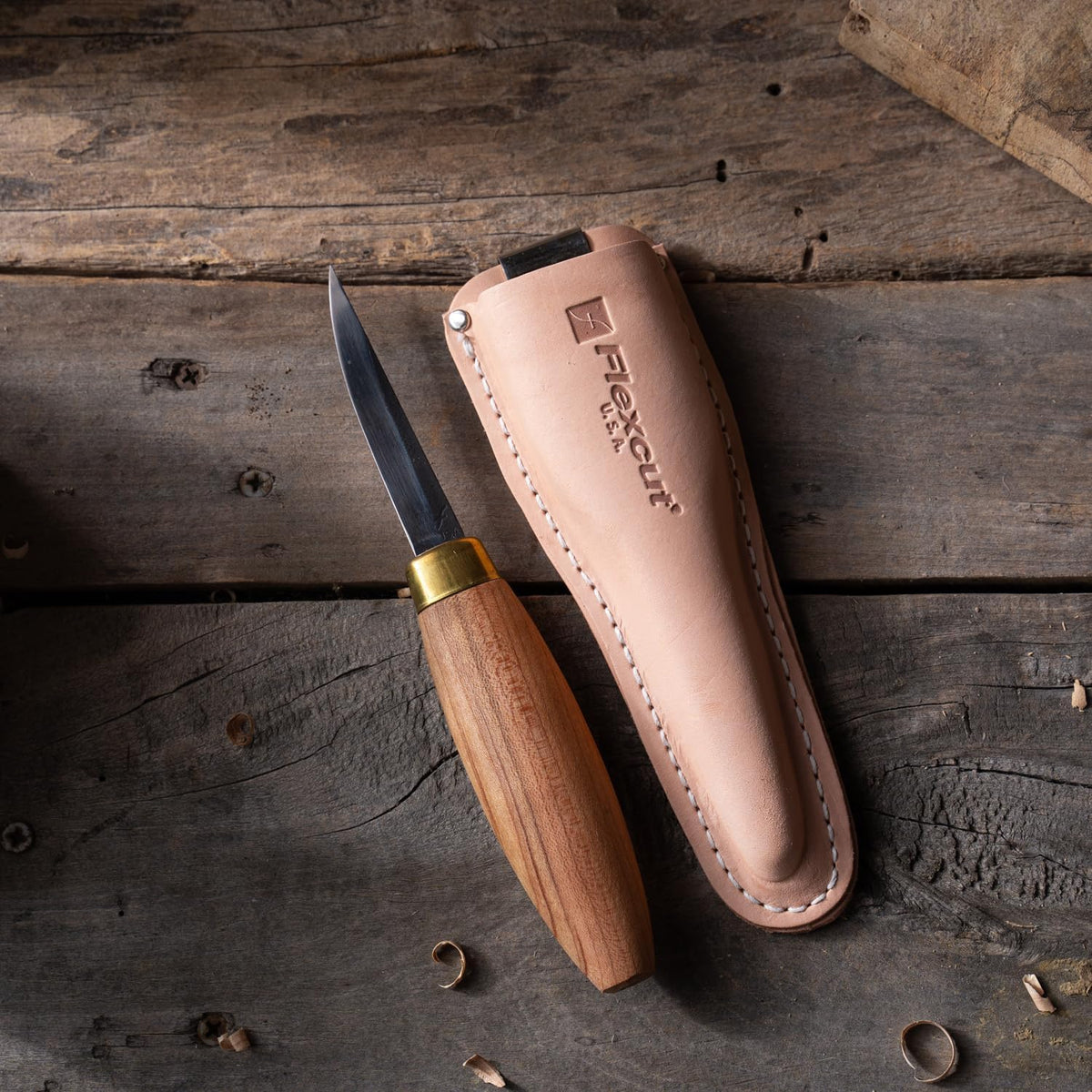 Wood Carving Knives | Sloyd Knife | 1095 High Carbon Steel Blade | 7-1/2 inch Length | 2-7/8 inch No-Flex Blade with Extended Tang | Ergonomic Cherry Hardwood Handle | KN50 |Made in the U.S.A.