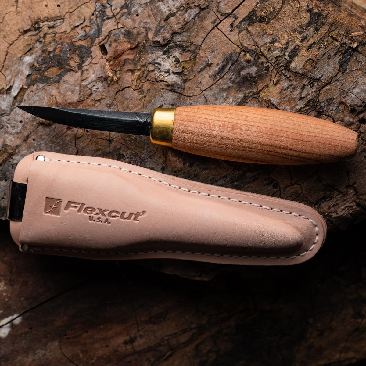 Wood Carving Knives | Sloyd Knife | 1095 High Carbon Steel Blade | 7-1/2 inch Length | 2-7/8 inch No-Flex Blade with Extended Tang | Ergonomic Cherry Hardwood Handle | KN50 |Made in the U.S.A.