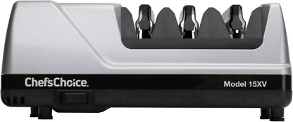 15XV EdgeSelect Professional Electric Knife Sharpener with 100-Percent Diamond Abrasives and Precision Angle Guides for Straight Edge and Serrated Knives, 3-Stage, Gray