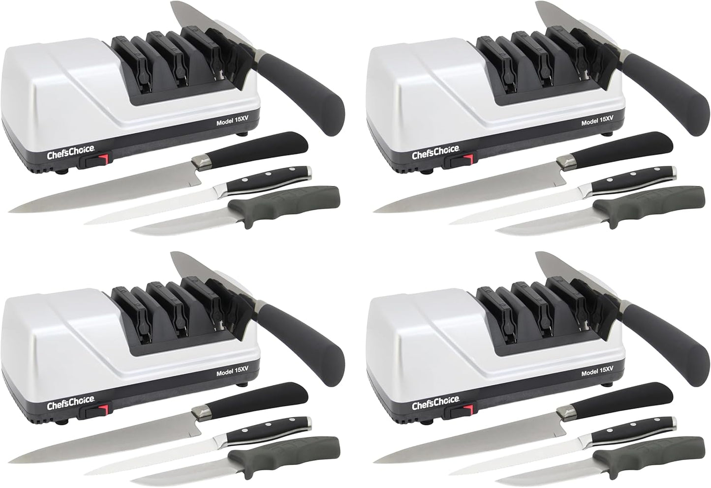 15XV EdgeSelect Professional Electric Knife Sharpener with 100-Percent Diamond Abrasives and Precision Angle Guides for Straight Edge and Serrated Knives, 3-Stage, Gray