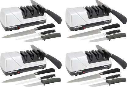 15XV EdgeSelect Professional Electric Knife Sharpener with 100-Percent Diamond Abrasives and Precision Angle Guides for Straight Edge and Serrated Knives, 3-Stage, Gray