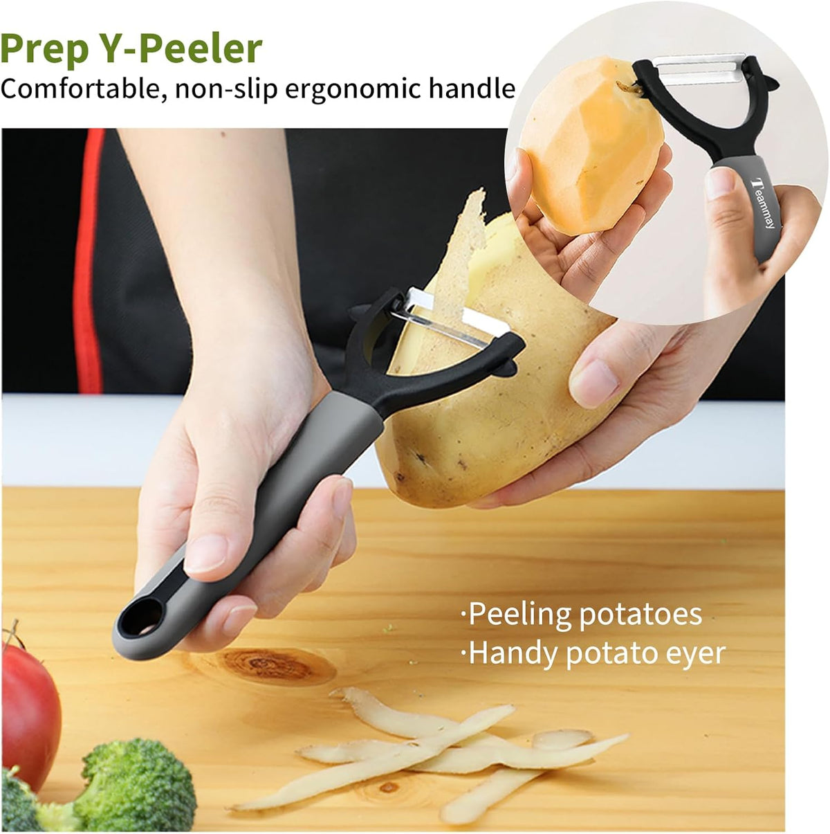 4-Pc Knife Set, 6 Inch Santoku Knife, 4 Inch Paring Knife, Kitchen Scissors, Y-Peeler, Anti-Rust Coating, Razor-Sharp, Stainless Steel Chef Knife Set, Perfect Gifts for Kitchen