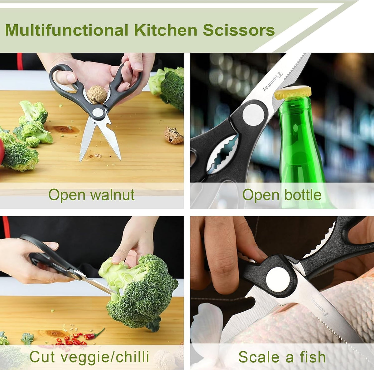 4-Pc Knife Set, 6 Inch Santoku Knife, 4 Inch Paring Knife, Kitchen Scissors, Y-Peeler, Anti-Rust Coating, Razor-Sharp, Stainless Steel Chef Knife Set, Perfect Gifts for Kitchen