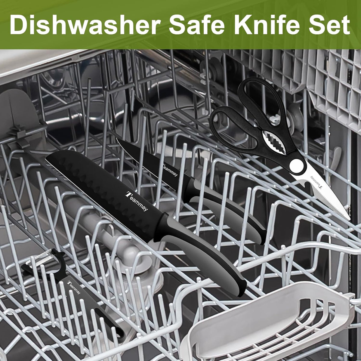 4-Pc Knife Set, 6 Inch Santoku Knife, 4 Inch Paring Knife, Kitchen Scissors, Y-Peeler, Anti-Rust Coating, Razor-Sharp, Stainless Steel Chef Knife Set, Perfect Gifts for Kitchen