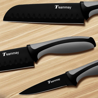 4-Pc Knife Set, 6 Inch Santoku Knife, 4 Inch Paring Knife, Kitchen Scissors, Y-Peeler, Anti-Rust Coating, Razor-Sharp, Stainless Steel Chef Knife Set, Perfect Gifts for Kitchen