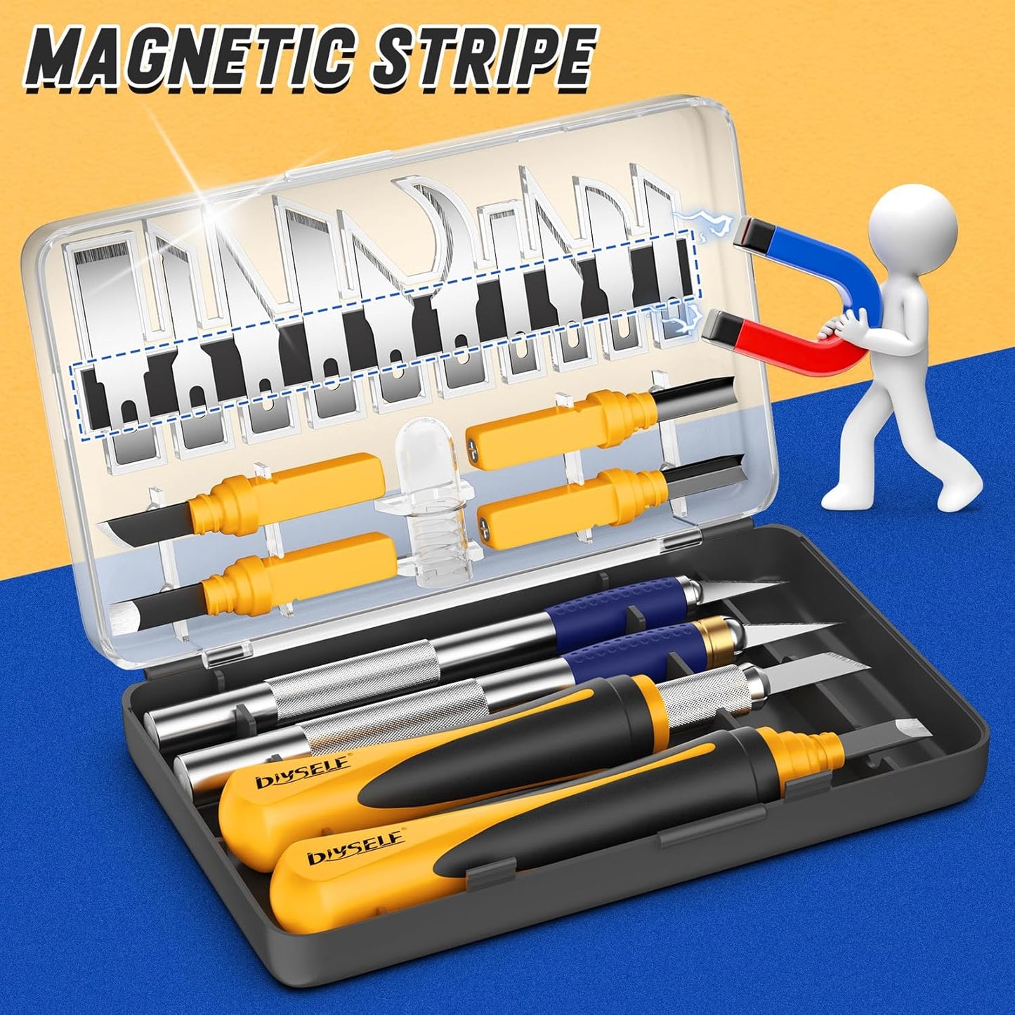 16-Piece Exacto Knife Set, Craft Knife & Hobby Knife Kit, Precision Knife with Magnetic Storage Case, Exacto Knife for Crafting, Paper, Foam, Vinyl, Models, 3D Printing, Junk Journal Supplies