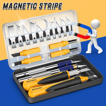 16-Piece Exacto Knife Set, Craft Knife & Hobby Knife Kit, Precision Knife with Magnetic Storage Case, Exacto Knife for Crafting, Paper, Foam, Vinyl, Models, 3D Printing, Junk Journal Supplies