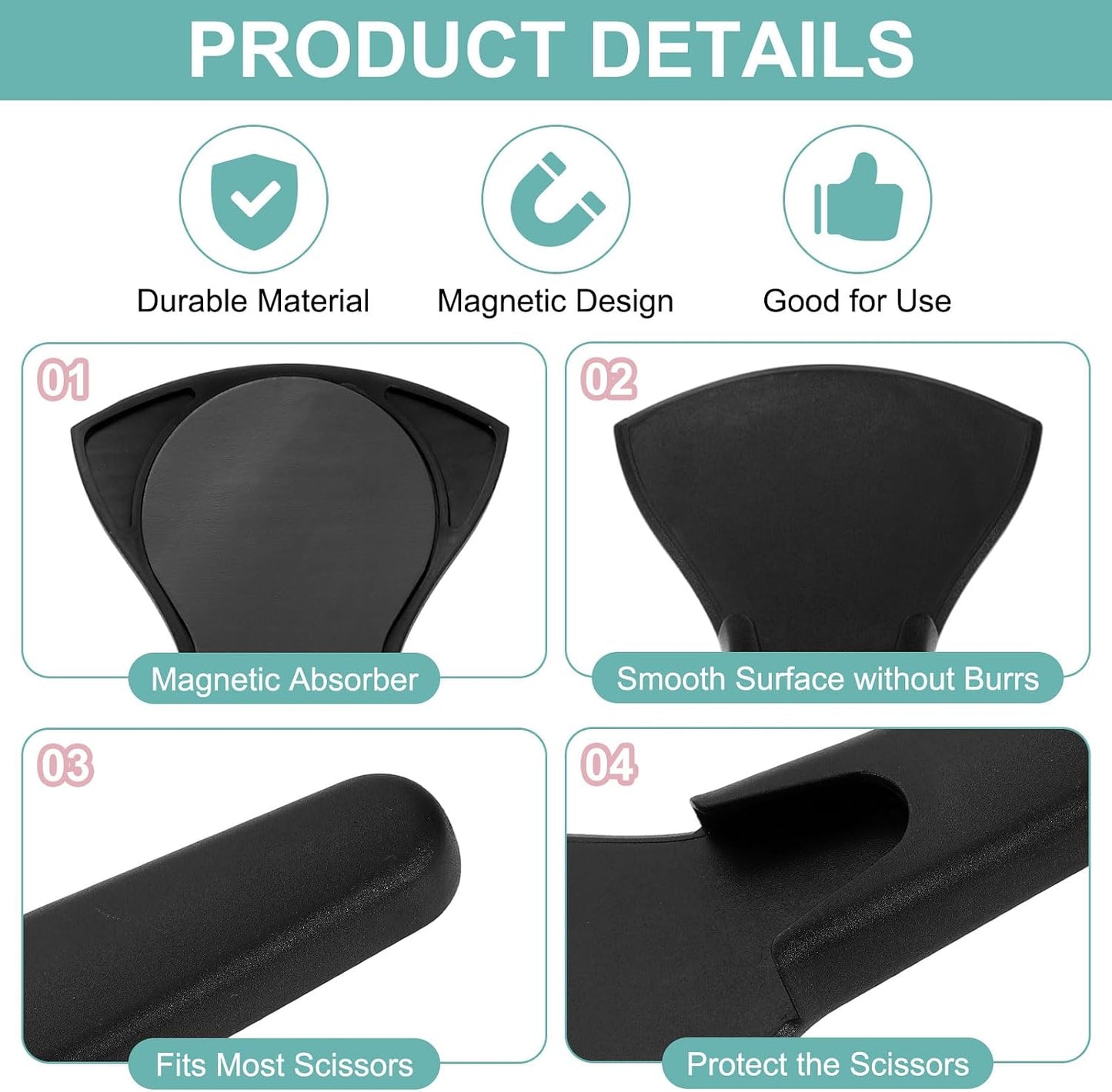 Magnetic Scissor Holder, 7.48" x 3.46" Plastic Scissors Cover Durable Waterproof Protector Portable with Long Magnetic Absorber for Kitchen Shears, Black