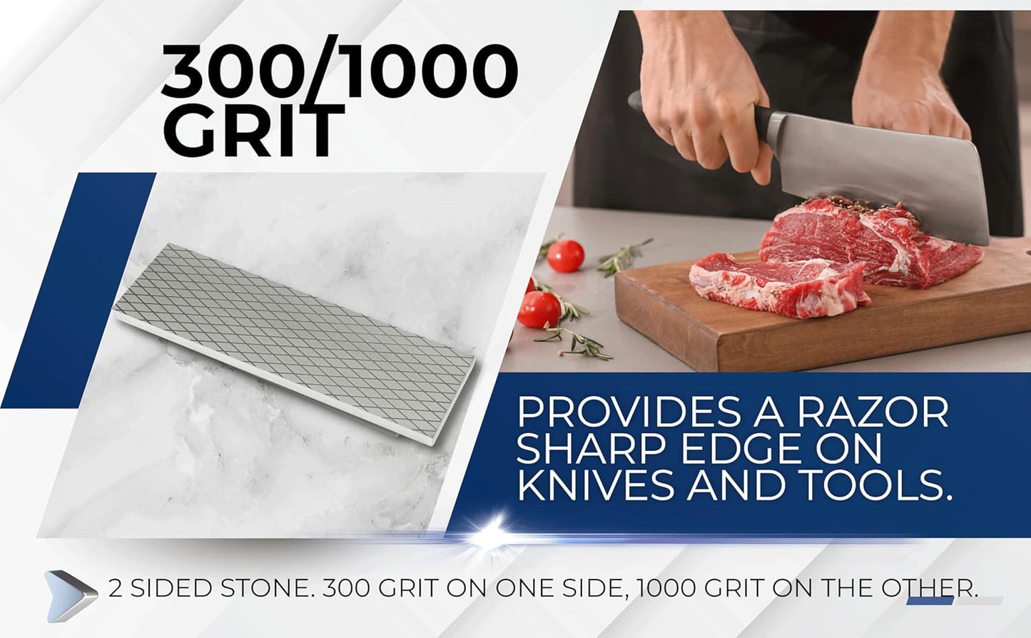 Ultra Sharp XL Double-Sided Diamond Sharpening Stone - 300 & 1000 Grit - Coarse/Extra Fine