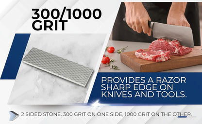 Ultra Sharp XL Double-Sided Diamond Sharpening Stone - 300 & 1000 Grit - Coarse/Extra Fine