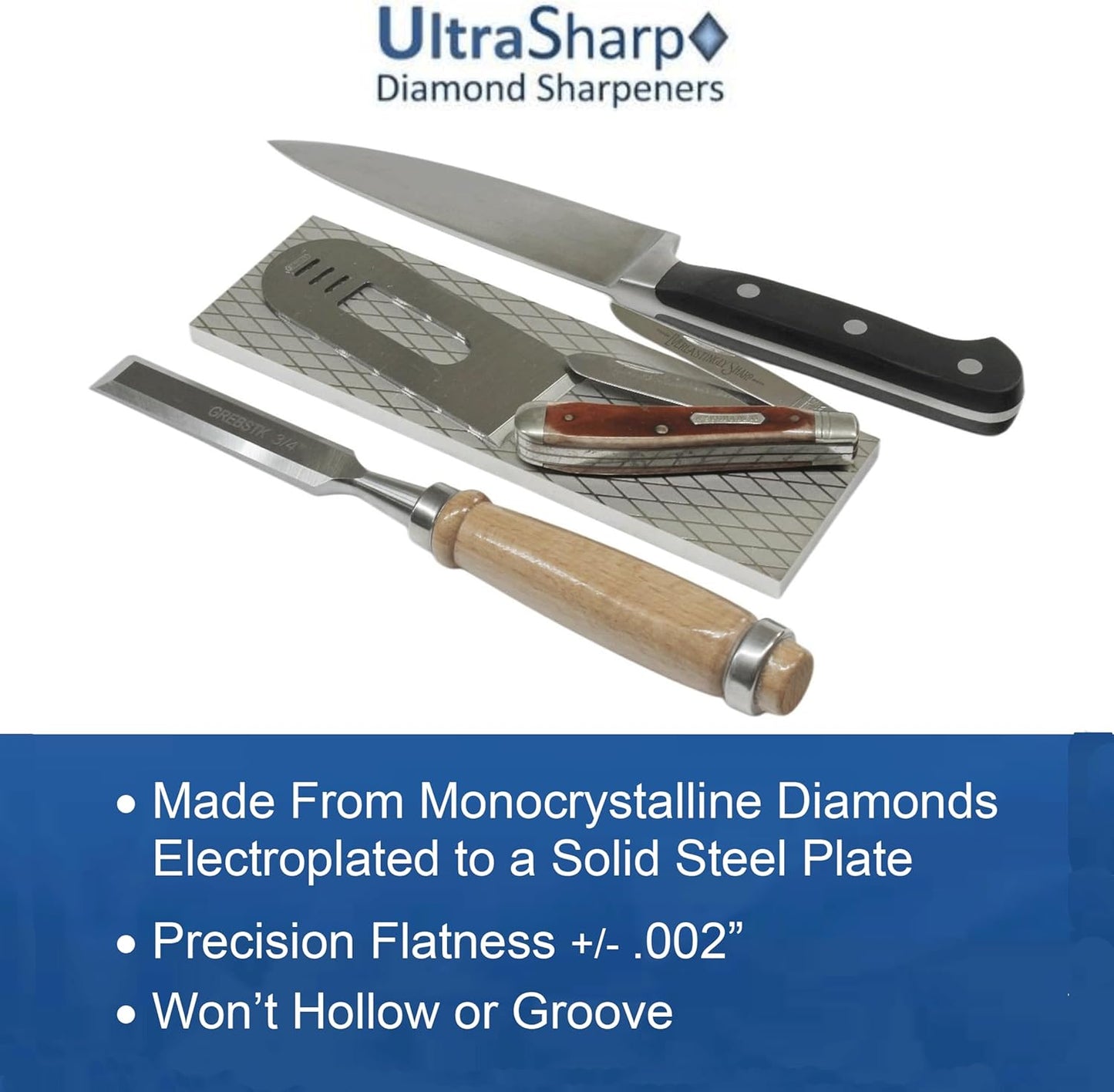Ultra Sharp XL Double-Sided Diamond Sharpening Stone - 300 & 1000 Grit - Coarse/Extra Fine