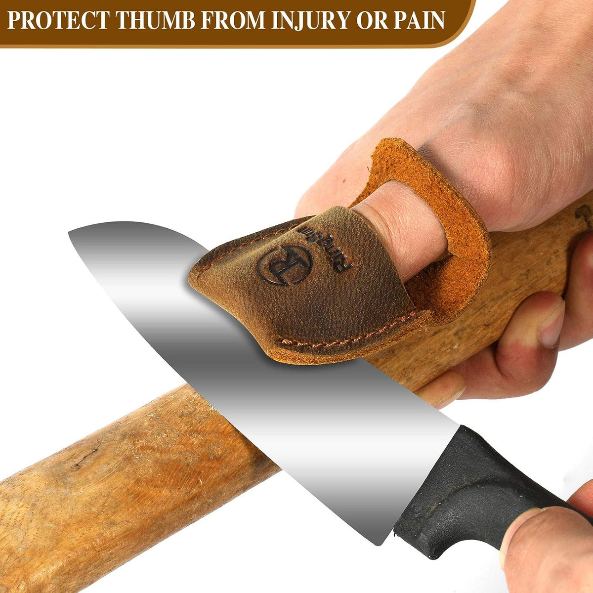 Thumb Guard Wood Carving Tools, Leather Finger Protector, Handmade Carpenter Working Carving Kit Accessories Brown RS40