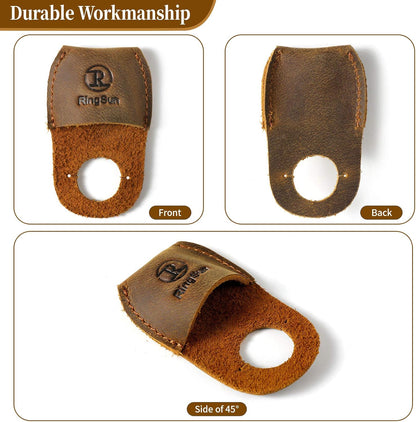 Thumb Guard Wood Carving Tools, Leather Finger Protector, Handmade Carpenter Working Carving Kit Accessories Brown RS40