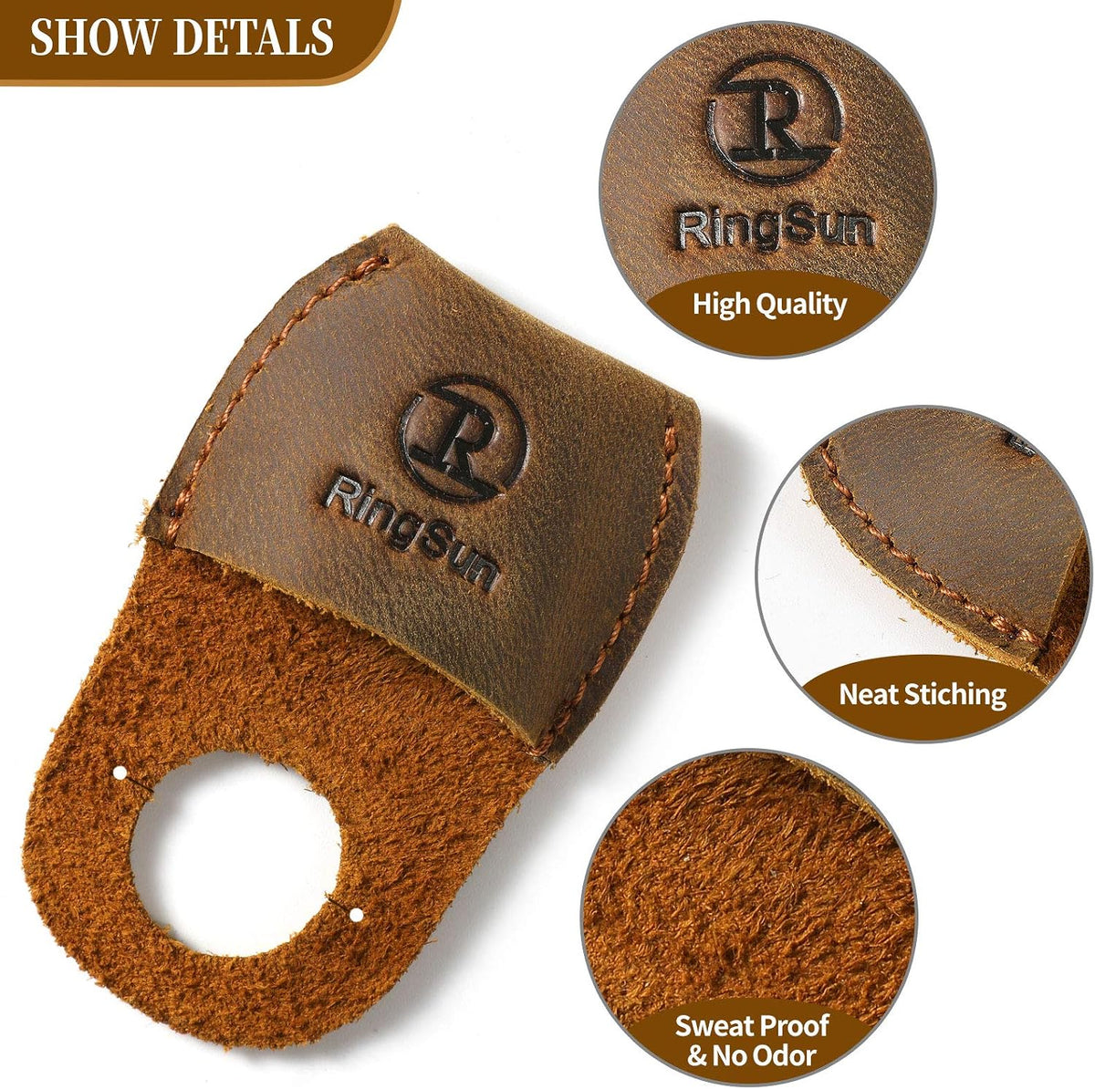 Thumb Guard Wood Carving Tools, Leather Finger Protector, Handmade Carpenter Working Carving Kit Accessories Brown RS40